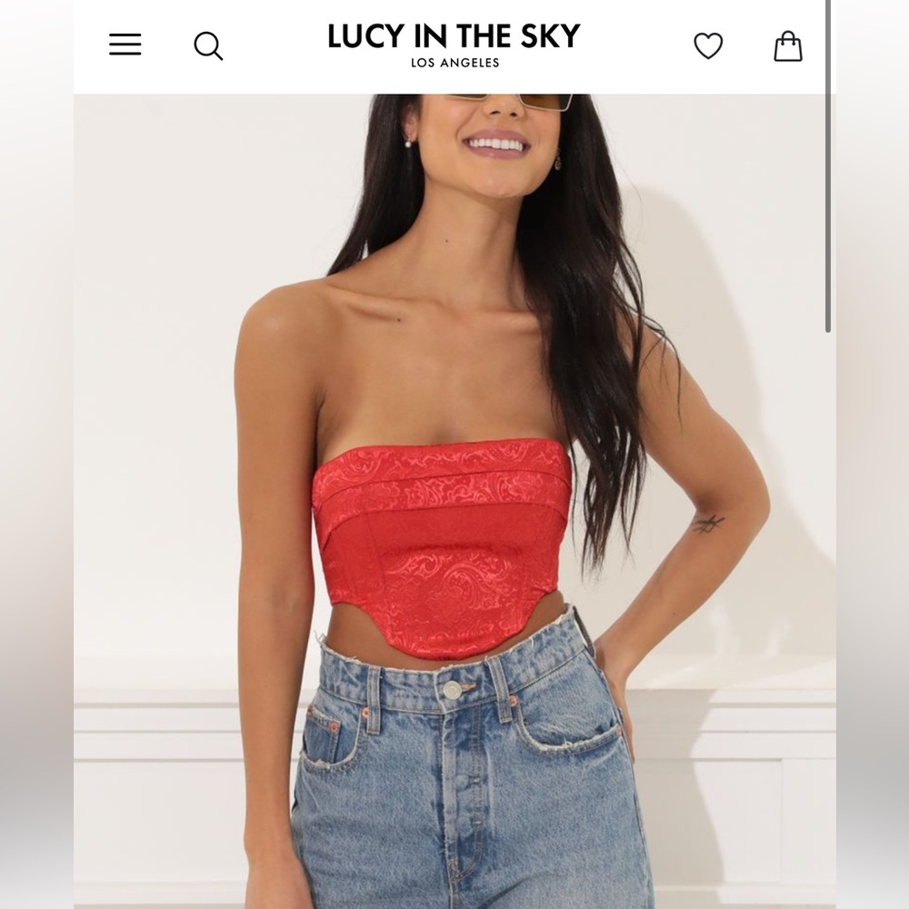 Lucy In The Sky - Red Coraline corset crop top - XS